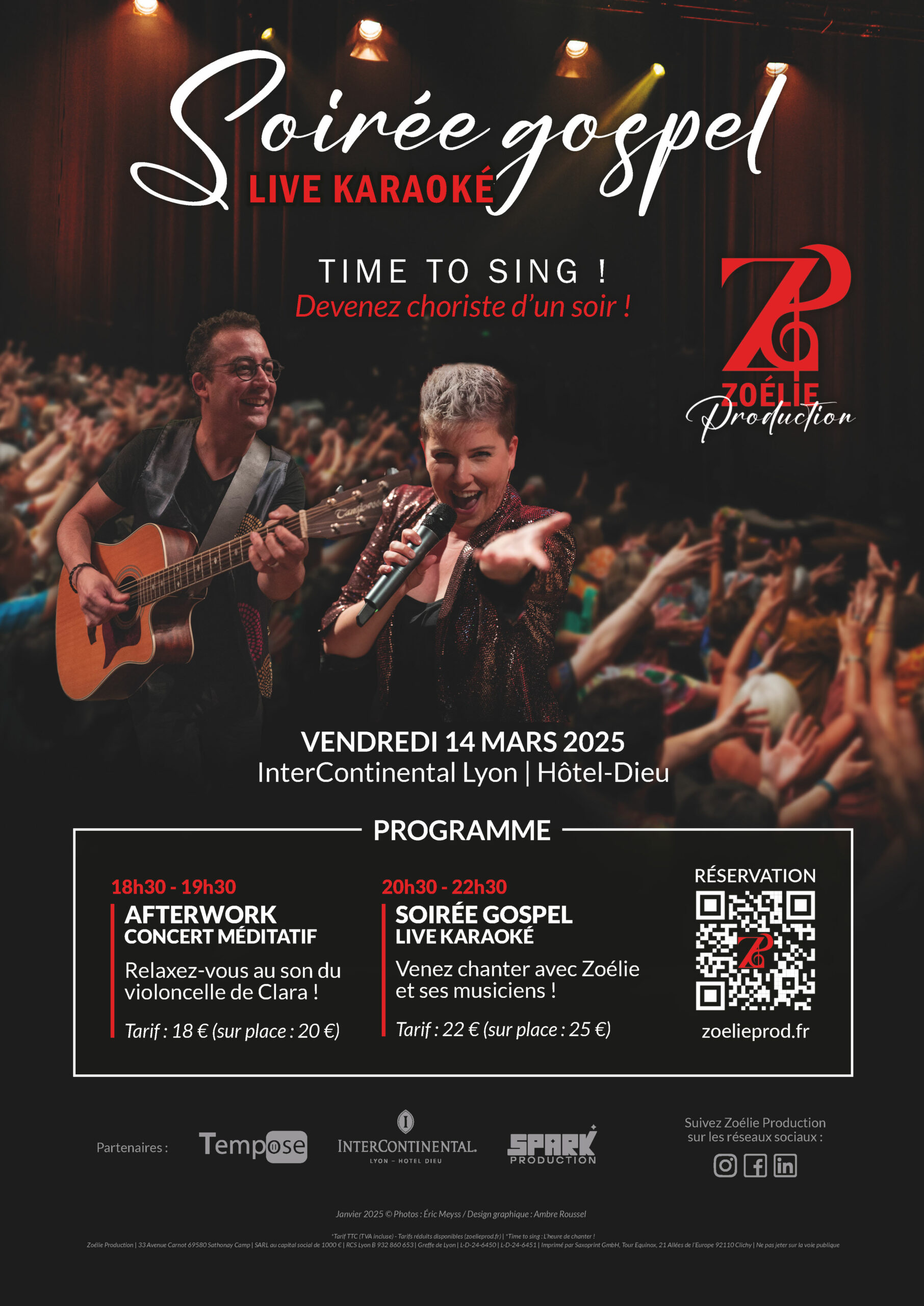 Affiche Soirée Gospel Live Karaoké Zoélie Production - 14 mars 2025